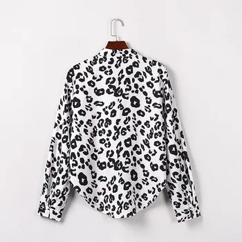 Modes Leoparda Blūze Pogas, Kreklu Zaudēt V-Veida Kakla Topi Tee Gadījuma Rudens Top Dāmas Sieviešu Sievietēm Ar Garām Piedurknēm Blusas Pulovers