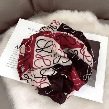 Modes Rudens Ziemas Spānija Luksusa Zīmolu Viskoze Šalle Ģeometriskā Bowknot Hijab Šalles un Wraps Sieviešu Foulards Echarpe Dizainers