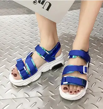 Modes Sandales Sieviešu Vasaras Biezu Grunts sandales Modes Gadījuma Platformas Sandales ērti Ķīļi čības zapatillas mujer