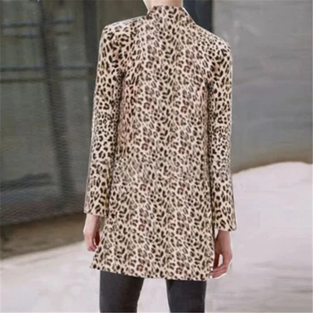Modes Sievietes Leopards Drukāt Žakete Sievietēm Jaunu 2019 Dāmas Žaketes Uzvalks Slim metri Dāmas Bleizeri Darba Valkāt Pusgarās