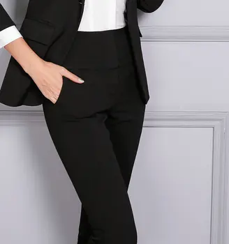 Modes Sieviešu bikses plus lieluma biznesa Oficiālu OLA pavasara rudens 2018 Jaunu korejiešu biroja dāmas Slim Melns Pelēks OLA Uzvalku Bikses