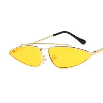 Modes Trīsstūris Cat Eye Saulesbrilles Sieviešu Vintage Mazo Metāla Rāmis, Saules Brilles Luksusa Dizaineru Tonētu Krāsu Objektīvs Toņos UV400