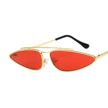 Modes Trīsstūris Cat Eye Saulesbrilles Sieviešu Vintage Mazo Metāla Rāmis, Saules Brilles Luksusa Dizaineru Tonētu Krāsu Objektīvs Toņos UV400