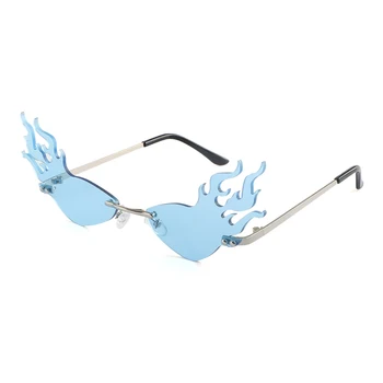 Modes Uguns Liesmas Saulesbrilles Zīmola Dizaina Sievietēm, Kaķu Acu Sunglass Luksusa bez apmales Saules Brilles Brilles UV400 Toņos Oculos de sol