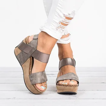 Modes Vasaras Sieviešu Sandales Platformas Peep Toe Kurpes augstpapēžu kurpes Augstuma Palielināšana gumiju Beach Dāmas Sūkņi Gadījuma Platforma