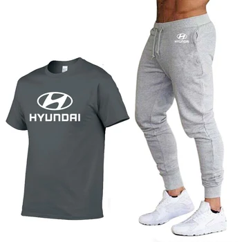 Modes Vasaras Vīriešu T Krekli Hyundai Automašīnu, Logo Drukāt HipHop Gadījuma Kokvilnas ar Īsām Piedurknēm augstas kvalitātes Vīriešu T-krekls bikses, uzvalks