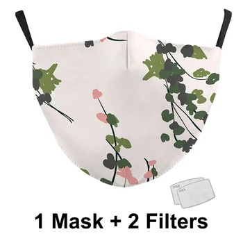 Modes Ziedu Drukāt Atkārtoti Elpojošs Pusi Sejas Maska Sievietēm Aizsardzības PM2.5 Salona Filtrs Mazgājams Audums Maska