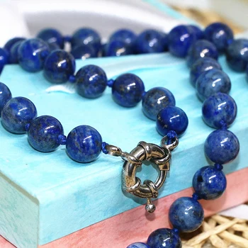 Modes dabīgā akmens zilā lapis lazuli pērles 6mm 8mm 10mm 12mm 14mm apaļas pērles diy kaklarota elegantu dāvanu rotaslietas 18inch B667