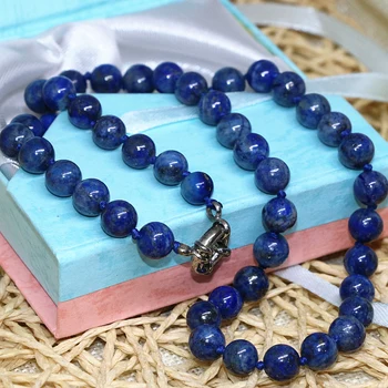 Modes dabīgā akmens zilā lapis lazuli pērles 6mm 8mm 10mm 12mm 14mm apaļas pērles diy kaklarota elegantu dāvanu rotaslietas 18inch B667