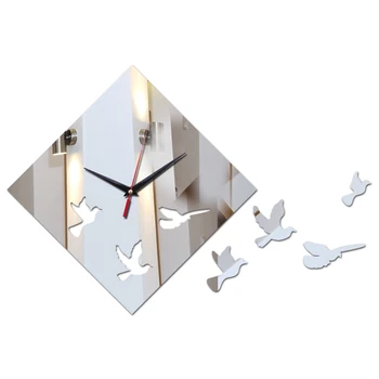 Modes dizaina spogulis, akrila diy sienas pulksteņi dekori putnu mājas sienas uzlīmes, moderna stila dzīvojamā istaba kvarca sienas pulksteņi