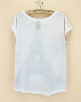Modes drukāt Eifeļa Tornis t-krekls sievietēm, topi, t-veida, Parīzē slavenā symble vasaras apģērbu modes dizainera plus lieluma apģērbu tirdzniecība
