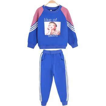 Modes jaunu 2020. gadā-pavasarī un rudenī valkā velciet sloksnes uzvalks bērnu sporta garām piedurknēm džemperis bērniem drēbes meitenēm tērpiem