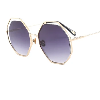 Modes saulesbrilles sieviete Luksusa zīmolu Slīpums glāzes Vintage Lielgabarīta saules brilles dāmas Metāla Rāmis Retro brūna очки UV400