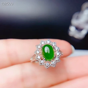 Modes spināti green jade gredzenu sieviešu rotaslietas ovāls dabas Hetian Jade nekustamā 925 sudraba labu krāsu mīksto raksturu puses dāvanu