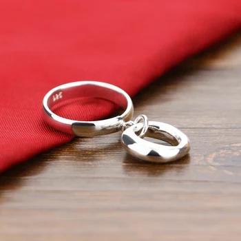 Modes vairumtirdzniecības 925 sterling sudraba gredzens Vienkāršu apaļu kulonu gredzeni Burvīgs dāma, rotaslietas, sieviešu apģērbs un aksesuāri