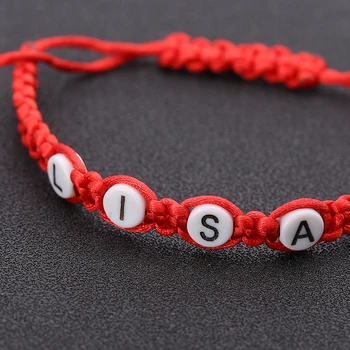 Modes vēstuli pulseiras sarkans pavediens string sveķu pērle diy rokassprādze nosaukums, roku darbs rokassprādze rotaslietas, sieviešu aksesuāri, dāvanu