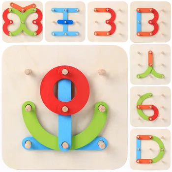 Montessori Ģeometriskā Alfabēta Ailē Ciparu/Burtu/Dzīvnieku Puzzle Koka Smadzeņu Ķircinātājs Bērnu Iztēli Izglītības Bērniem Rotaļlietas