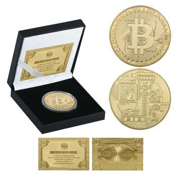 Monētu Kolekciju Bitcoin ar Kvalitātes Melnā Kaste, Monētas Īpašnieks Kopēt Zelta Pārklājumu Vākšanas Monētas Bitu Monētas Dzimšanas diena Ziemassvētku Dāvanu