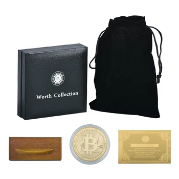 Monētu Kolekciju Bitcoin ar Kvalitātes Melnā Kaste, Monētas Īpašnieks Kopēt Zelta Pārklājumu Vākšanas Monētas Bitu Monētas Dzimšanas diena Ziemassvētku Dāvanu