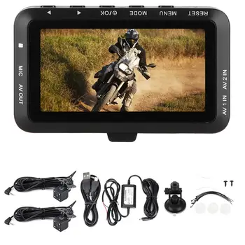 Motociklu DVR Dash Cam 3,0 collu LCD 1080P HD G-sensors Braukšanas Ieraksti Priekšējo un Aizmugurējo Kameru
