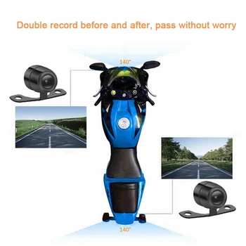 Motociklu Kameru Ieraksti Pilna Ķermeņa Ūdensizturīgs P6FL WiFi Dual 1080P Full HD Motociklu DVR Dash Cam Melnā Kaste, 2 Collu Displejs