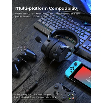 Mpow Gaisa SE PS4 Spēļu Austiņas 3D Surround Skaņas Vadu Austiņas ar Trokšņu Slāpēšanas Mikrofons PC Gamer Xbox Vienu Slēdzi