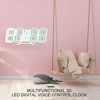 Multi-funkciju 3D LED Digitālais Modinātājs Liels, Sienas, Galda, Atlikt Mūsdienu Pulkstenis 12/24 Stundu Laika/Datums/Temperatūras Displejs High-End