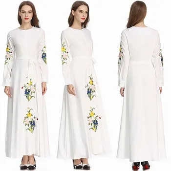 Musulmaņu Kleita Sievietēm Kaftan Islāma Kleitu ar garām Piedurknēm, Augsta Vidukļa Elegants Musulmaņu Puses Dubaija Maxi Kleitu modes 2019 A9
