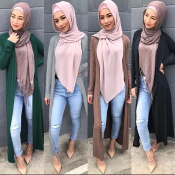 Musulmaņu Outwear Kimono Atvērt Abaya Trikotāžas Kleitas, Jaka Ilgi Drēbes Ramadāna Arābu Islāma Apģērba Abayas Sievietēm, Dubaija Islāmu