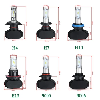 Muxall Super Mini Izmēra H4 LED 9005 HB3 9006 HB4, H7 H11 H1 Auto Lampas, Auto Lukturu Spuldzes, LED Lukturi, Automašīnu 50W 8000LM 6000K 12V