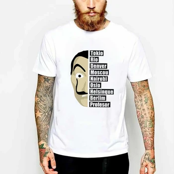 Māja Papīra T-krekls Vīriešiem Smieklīgi Dizaina La Casa De Papel T-Krekls Naudu Heist seriāls O-veida Kakla T Vīriešiem ar Īsām Piedurknēm T-Krekls