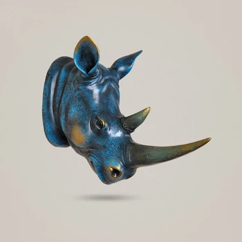 Mājas Statuja Apdare Piederumi Anotācija Rhino Galvas Skulptūru Kāzas Chrismas Sienas Dekori Roku Darbs Sveķu Mākslas Amatniecības Artware