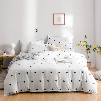 Mājas Tekstila Pelēks gultas piederumi zvaigžņu sega sedz komplekts Drukāts palagu +sedziņas pārvalks +spilvendrāna Itālija gulta vāciņš pelēks punkti gultas komplekts
