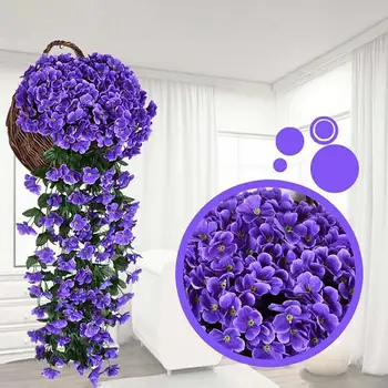 Mākslīgo Hydrangea Zieds Violets Karājas Vainags Vīnogulāju Iekštelpu Āra Mājās, Ziedu Dekori Kāzu Mājas Balkona Koridora Apdare