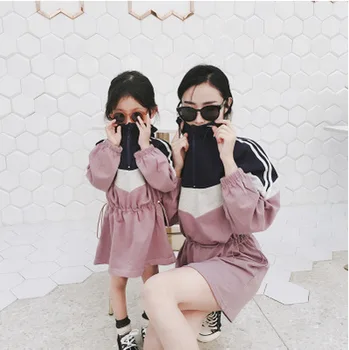 Māte un Meita Drēbes 2019. Gada Pavasara Modes Jauns Bērnu Džemperis Kleita Bērni Meitenes ar garām Piedurknēm Gadījuma Kleita Ģimenes Apģērbs