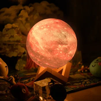 Mēness Lampas, 3D Mēness Led Nakts Gaismas Lampa ar Statīvu Star Galaxy Lampas, 3D Mēness Nakts Gaisma Tālvadības 16 Krāsas Bērnu Istabas