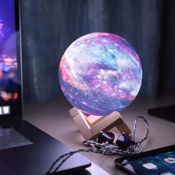 Mēness Lampas LED Nakts Gaisma 3D Drukas Krāsas Maiņa Pieskarieties Galaxy Mēness Gaismas Dāvana Bērniem, Galda Lampas Guļamistabas Interjeru Nakts Gaismas