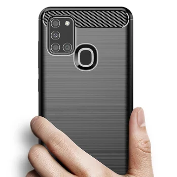 Mīksta melna oglekļa šķiedras case for Samsung Galaxy a21s, oglekļa sērijas no caseport