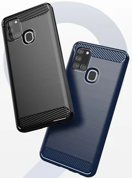 Mīksta melna oglekļa šķiedras case for Samsung Galaxy a21s, oglekļa sērijas no caseport
