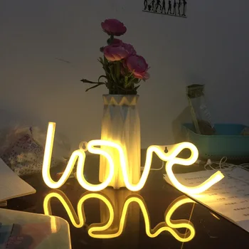 Mīlestība Neona Gaismas LED vēstuli Mīlestības Forma Atzīšanās Valentīna priekšlikumu, kāzu svinības, Apdares Gaismas Akumulatoru, USB LED gaismas