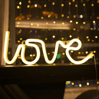 Mīlestība Neona Gaismas LED vēstuli Mīlestības Forma Atzīšanās Valentīna priekšlikumu, kāzu svinības, Apdares Gaismas Akumulatoru, USB LED gaismas