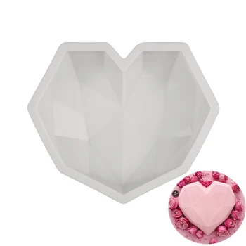 Mīlestība Sirdī 3D Dimanta Formas Silikona Veidnes Cepšanai Sūklis Šifona Uzpūtenis Deserta Kūka Pelējuma Pārtikas Klases DIY Kūkas Rīki