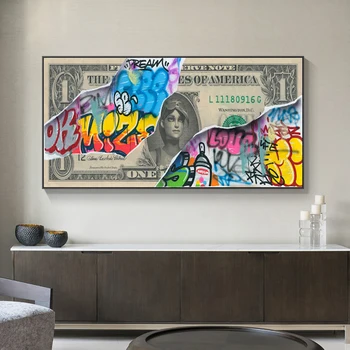 Mūsdienu Abstraktus Grafiti Mākslas Dolāru Plakātus, Kanvas Glezna Cuadros Plakāti Druka Sienas Mākslu, viesistaba, Mājas Dekoru (Bez Rāmja)
