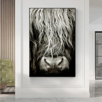 Mūsdienu Anotācija Skotijas Highlander Liellopiem, Druka Uz Audekla Sienas Māksla Bildes Dzīvnieku gleznu par dzīvojamo Istabu Mājas Dekoru