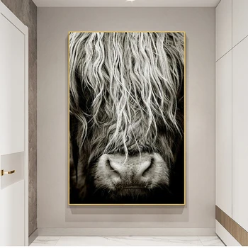 Mūsdienu Anotācija Skotijas Highlander Liellopiem, Druka Uz Audekla Sienas Māksla Bildes Dzīvnieku gleznu par dzīvojamo Istabu Mājas Dekoru
