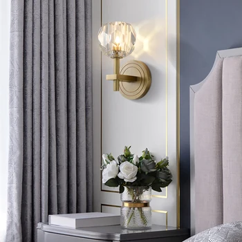 Mūsdienu LED Kristāla sienas lampas Luksusa viesistaba, guļamistaba, atpūtas telpa, sānu gaismas Rožu zelta Vara sienas gaismas Classic