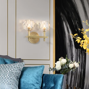 Mūsdienu LED Kristāla sienas lampas Luksusa viesistaba, guļamistaba, atpūtas telpa, sānu gaismas Rožu zelta Vara sienas gaismas Classic