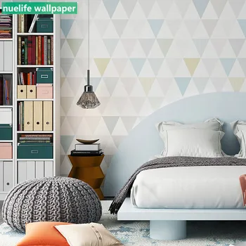 Mūsdienu ģeometriskā krāsainu dimanta pattern tapetes guļamistabā veikals studiju dzīvojamā istabā TV fona neausta tapetes