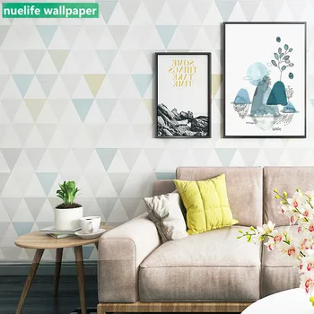 Mūsdienu ģeometriskā krāsainu dimanta pattern tapetes guļamistabā veikals studiju dzīvojamā istabā TV fona neausta tapetes