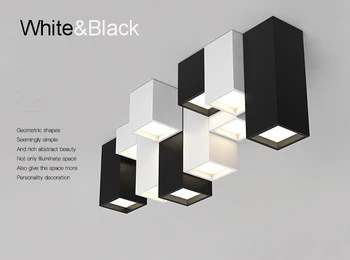 Mūsdienu īss akrila radošo kombināciju ģeometriskā LED griestu apgaismes armatūru home deco personalizētu kvadrātveida griestu lampas